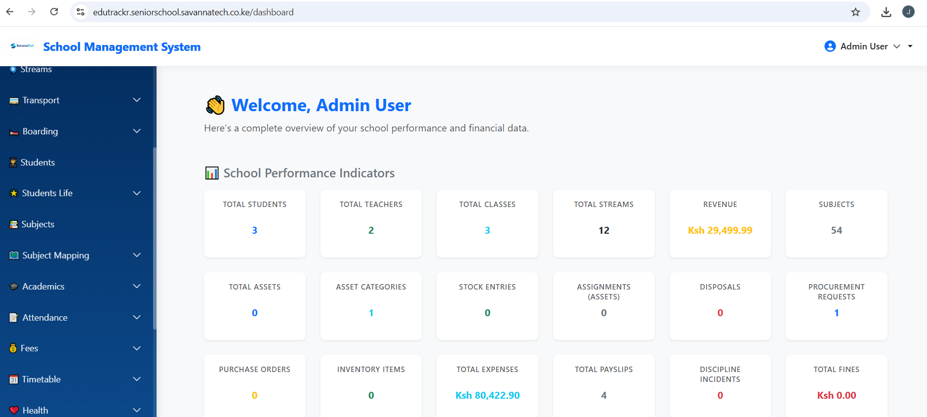EDUTRACKR Senior School Management System